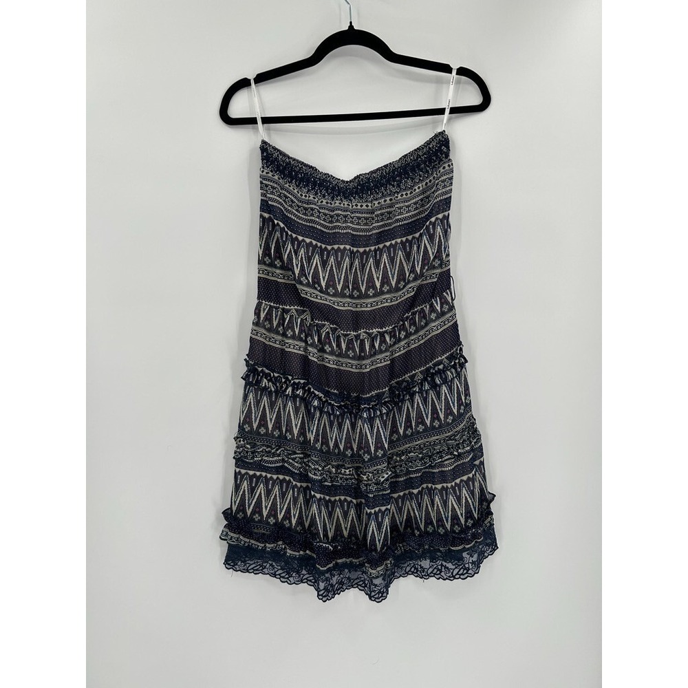 LuLuman Womens Size M Black Tulle Lace Floral‎ Strapless Dress No Tie